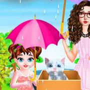 Baby Taylor Helping Kitten