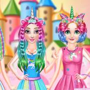 Princesses Rainbow Unicorn Hair Salon
